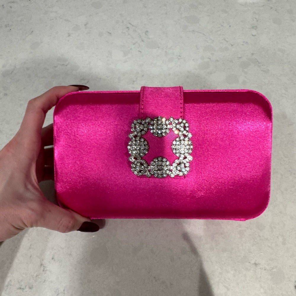 Very J Fuchsia Clutch with Rhinestone Accent